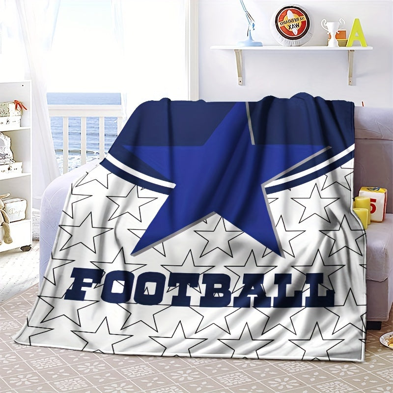 1pc Soft Skin-Friendly Flannel Pentagram Printed Leisure Blanket - Cozy Throw Blanket for Sofa, Nap, and Outdoor Use - Multi-Purpose, Plush, and Vibrant Design