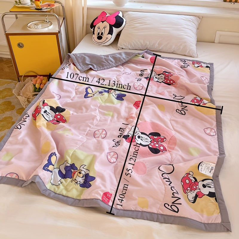 UME Cute Cartoon Summer Cooling Quilt - Winnie, Mickey & Minnie Design | Lightweight Polyester Blanket for All Seasons | Perfect for Bedroom, Dorm Room Decor Cool Rugs For Bedroom Cute Blanket
