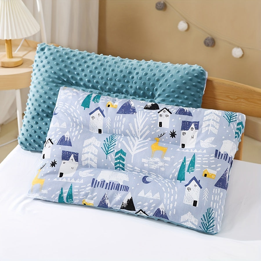 Double-Sided Kids Animal Print Cotton Pillow for Children Ages 3-12, Machine Washable, Fade & Soil Stain Resistant, Polyester Filled for Versatile Bedding