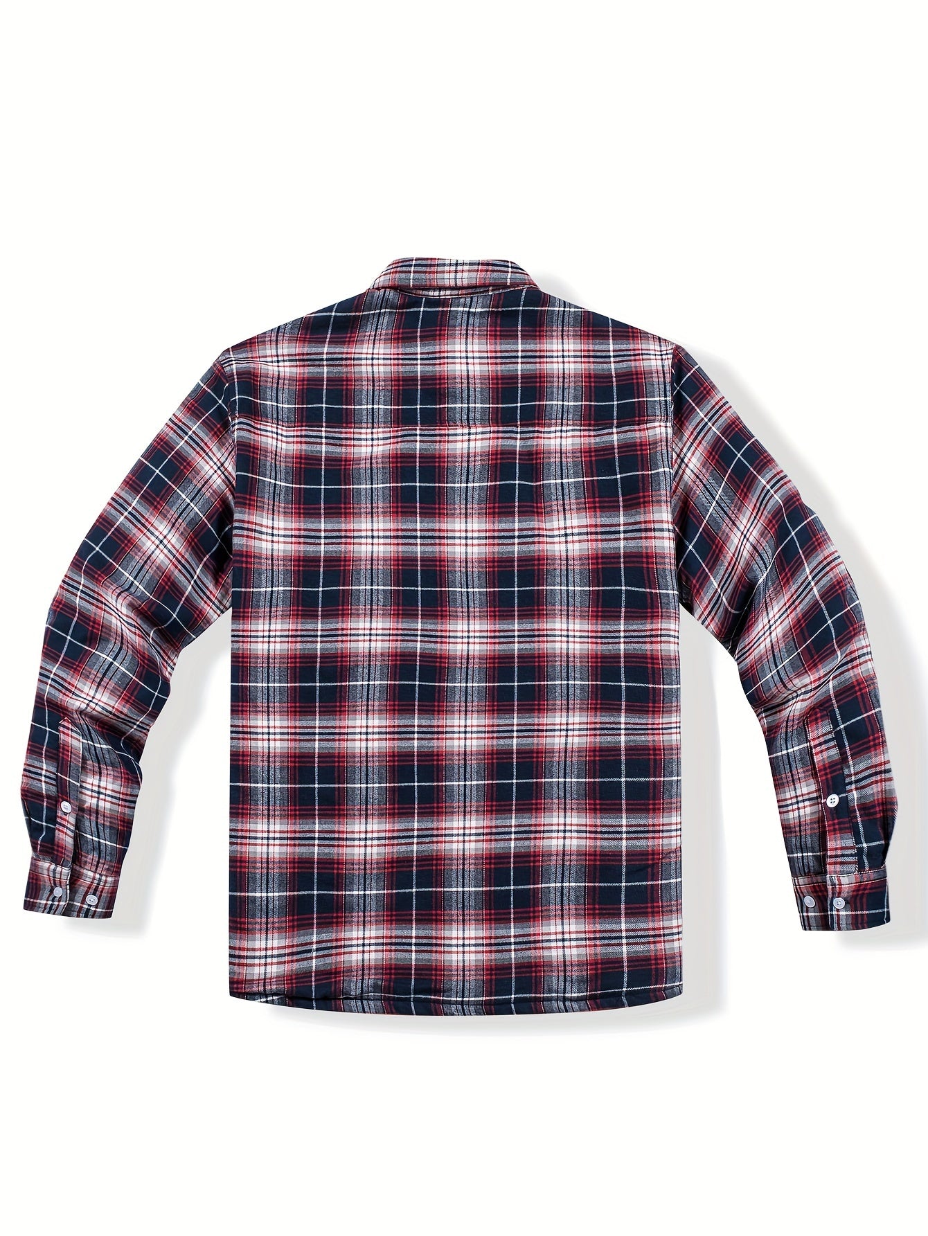Big And Tall Men's Flannel Shirt Jacket Winter Turn-Down Collar Long Sleeve Fleece Lined Warm Classic Plaid Design 5 Pocket Shirt Jacket Button Front Adjustable Cuffs Soft Comfortable For Hiking Camping Fishing Dating Work Fleece Shirt Jacket