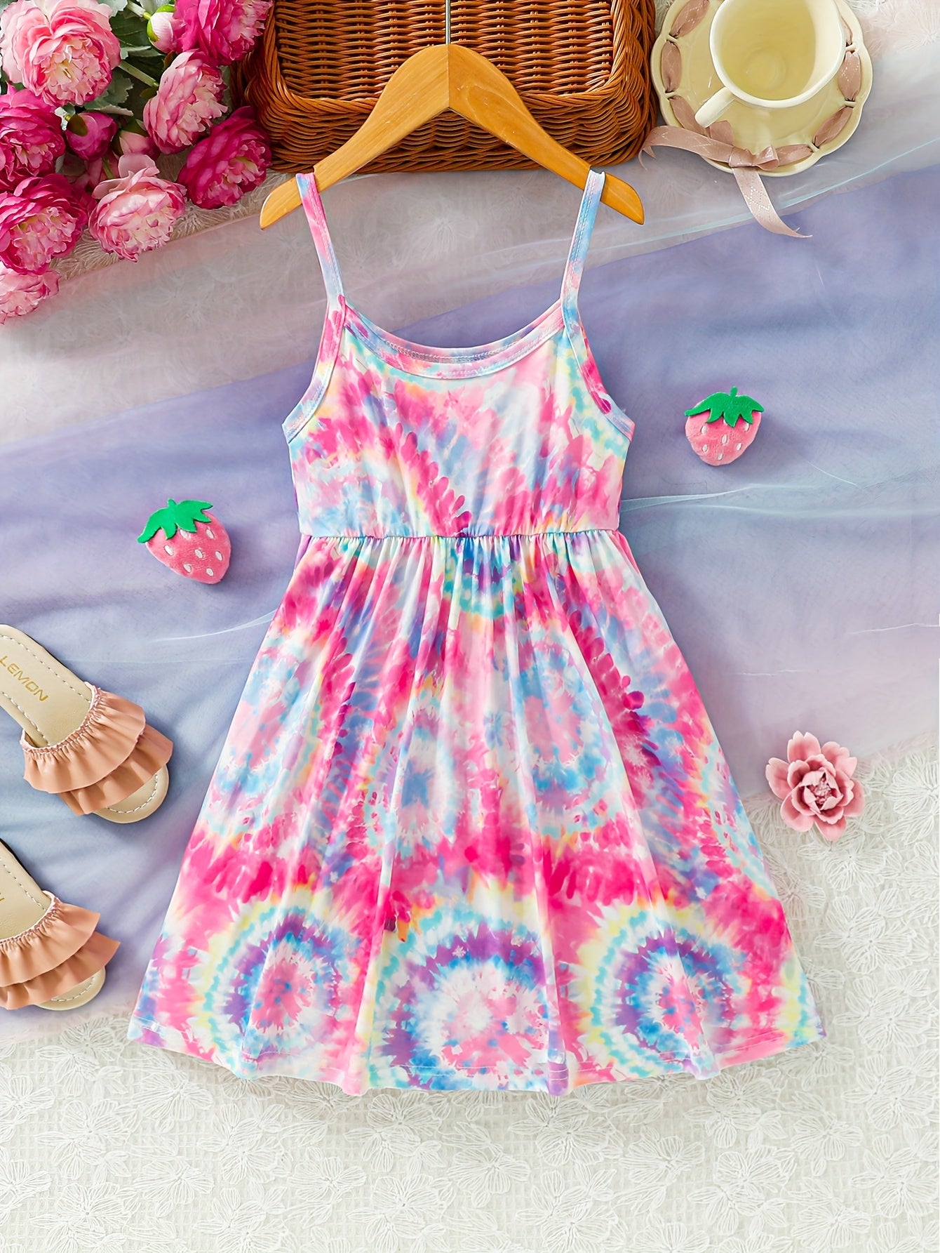 Charming Sweet Tie Dye Cami Dress for Girls - Dreamy Sleeveless Style - Perfect Summer Vacation Beach Wear Gift Idea