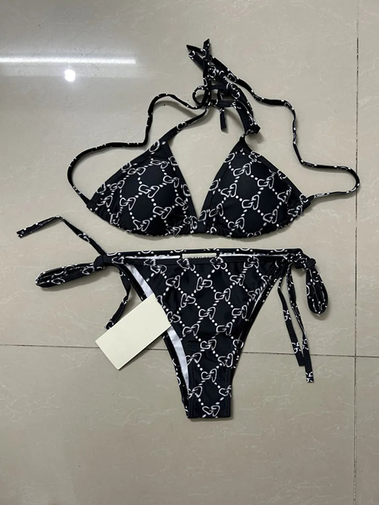 Women Black One Piece Swimwear Designer Padded Bikinis ss Summer Beach Swim Biquinis Letter Print Vacation Hot Spring Bathing Suit #3288