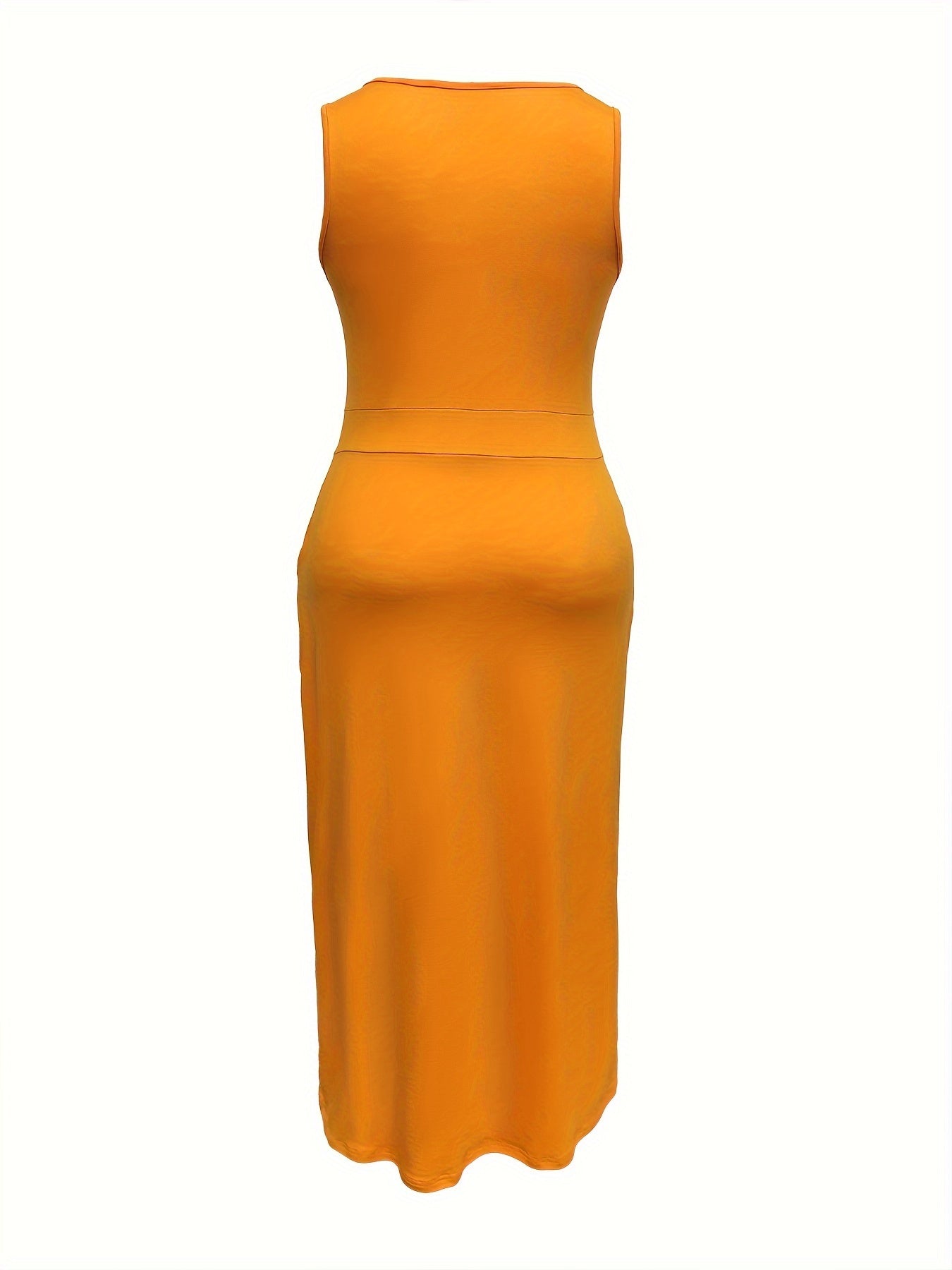 Plus Size Chic Solid Slim Belted Tank Maxi Dress - Comfortable Sleeveless Design for Spring & Summer - Women's Casual Wear for Curvy Figures