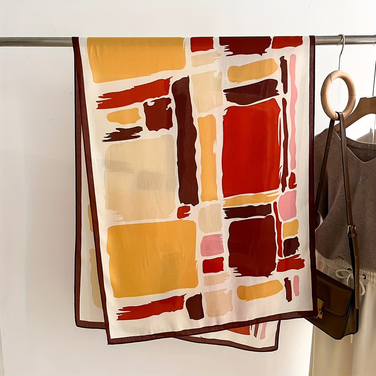 Vintage Chic Scarf Wrap - Soft, Breathable, Thin, Elegant, Warm Imitation Wool Shawl with Contrast Color - Perfect for Women, Everyday Wear, Outdoor Activities, and Special Occasions