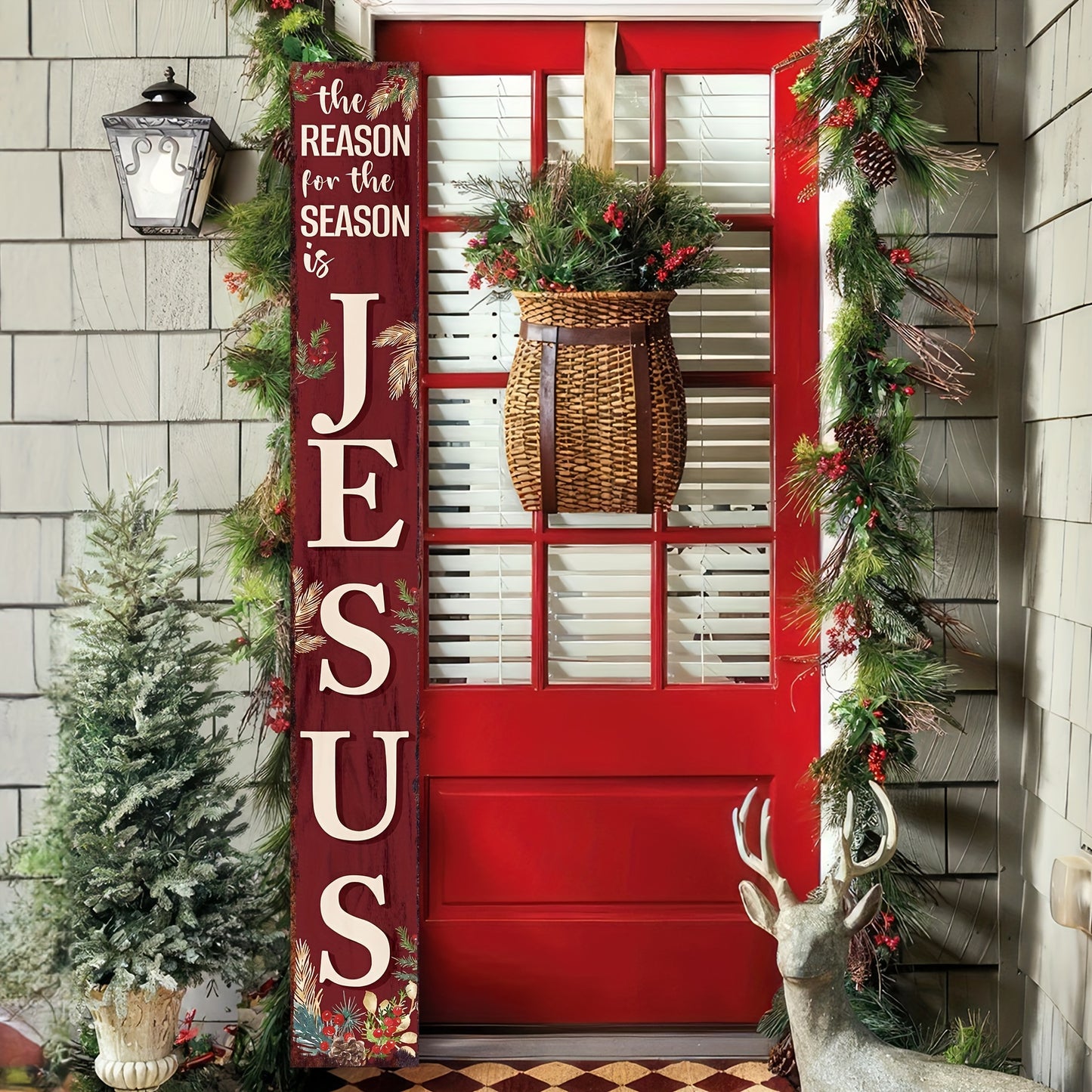 72IN Rustic Wooden Christmas Porch Sign - Large 6FT Holiday Entryway Decor with Farmhouse Style - Perfect for Indoor Outdoor Display, Front Door, Wall Decor, Porch, Patio, Home Decor, Holiday Celebration, and Seasonal Decoration