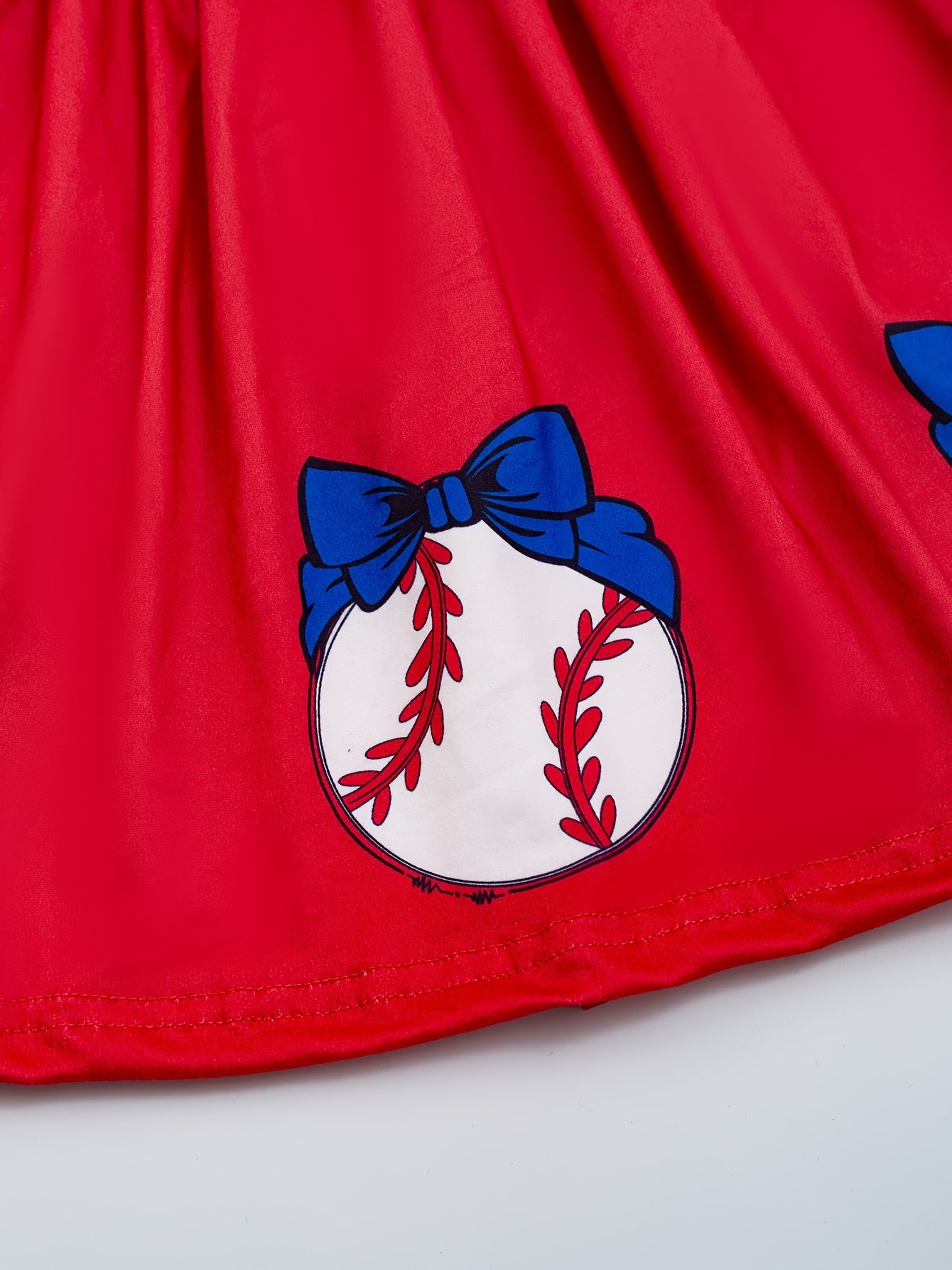 Summer-Fun Baseball Graphic Dress for Girls - High-Stretch, Fit & Flare, Durable & Comfortable
