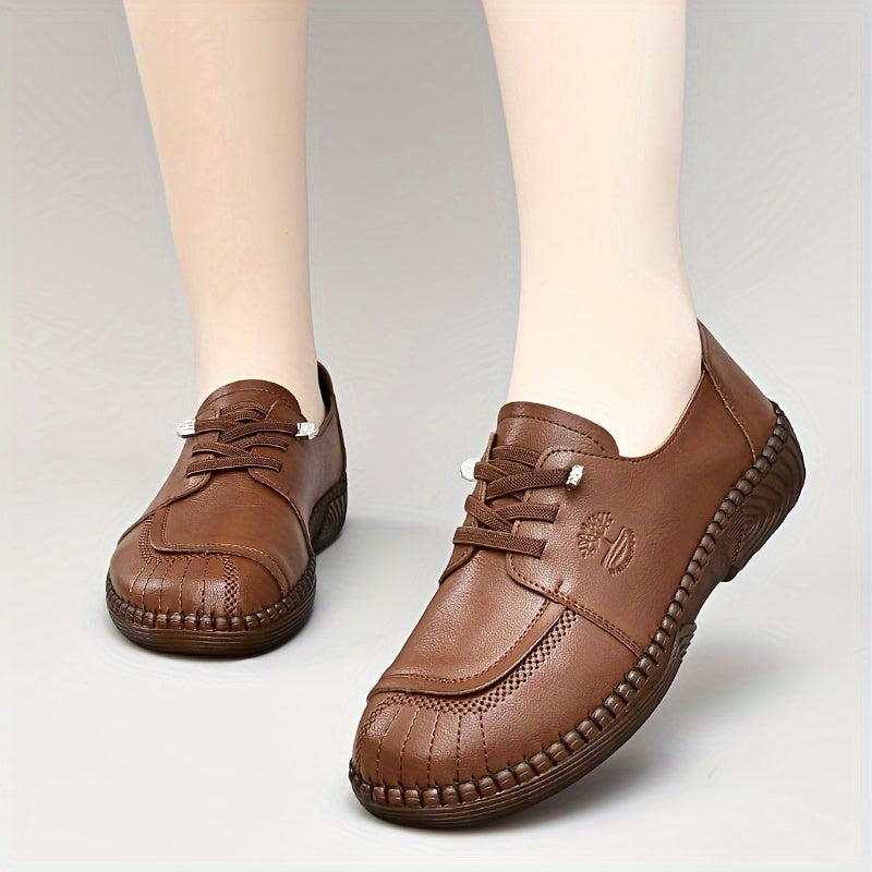 Women's Solid Color Flat Sneakers, Casual Lace Up Outdoor Shoes, Comfortable Low Top Shoes