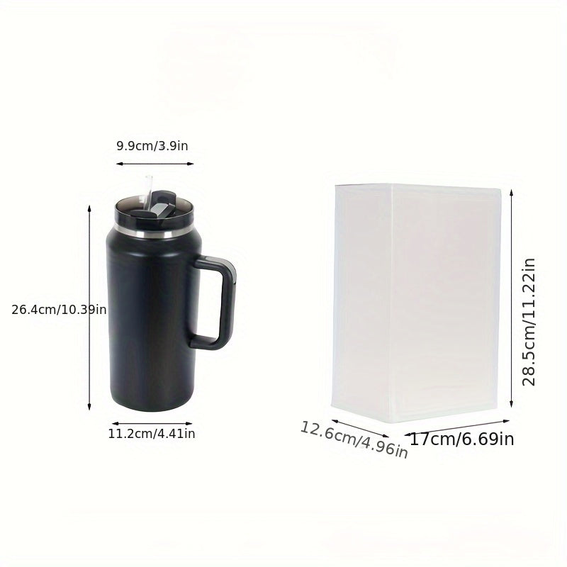64oz Coffee Travel Mug Insulated Mug Large Capacity Car Mug Double Wall Stainless Ice Master Mug Steel Belt Handle
