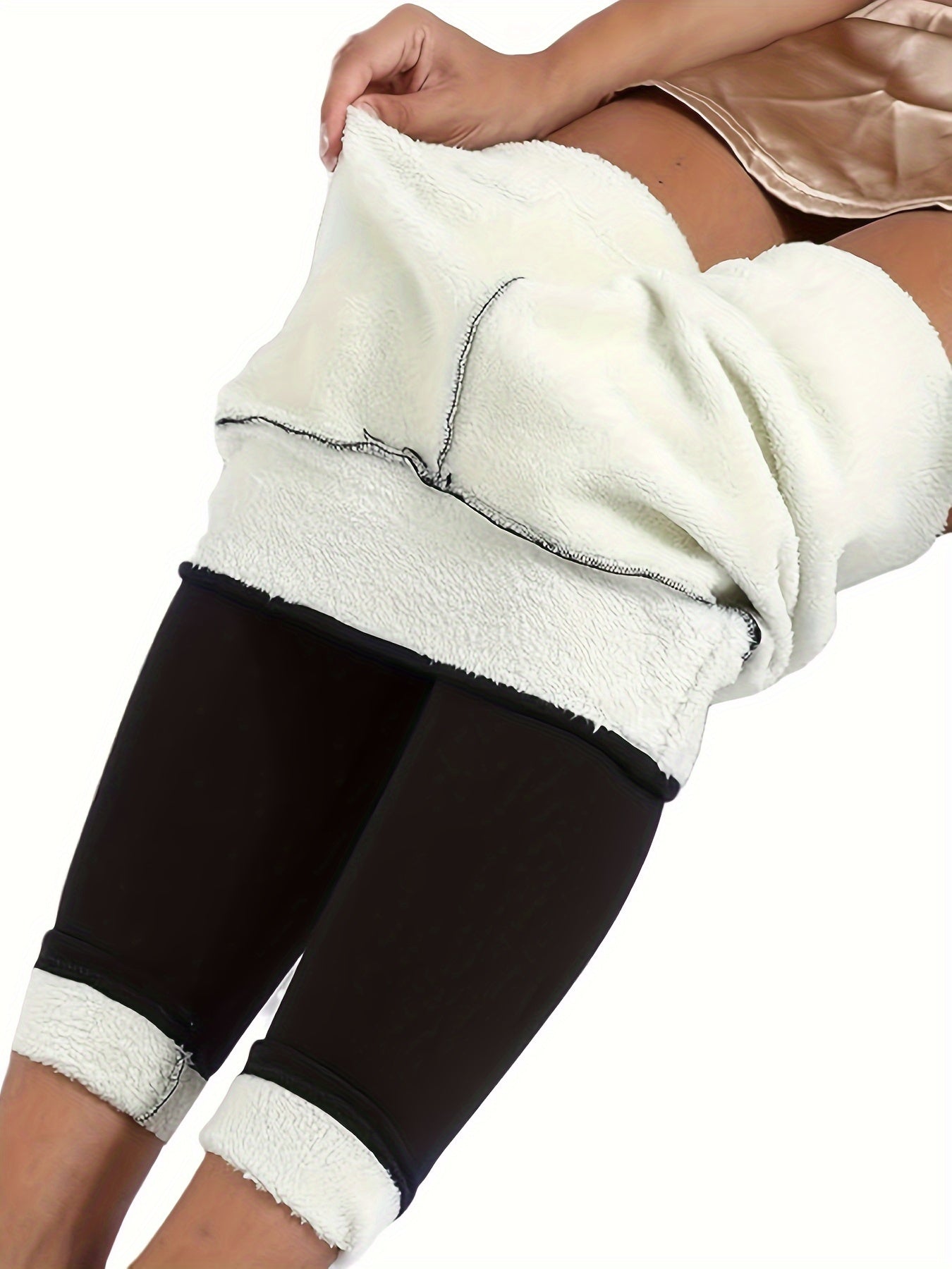 Fleece Lined High Waist Leggings, Casual Skinny Warm Leggings, Women's Clothing