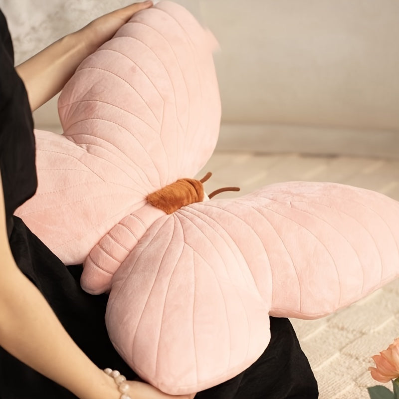 Pink Butterfly Plush Throw Pillow - Ultra-Soft, Hypoallergenic Polyester Cushion for Cozy Rest, Decorative Accent, and Vibrant Room Addition - Perfect for Living Room, Bedroom, or Office