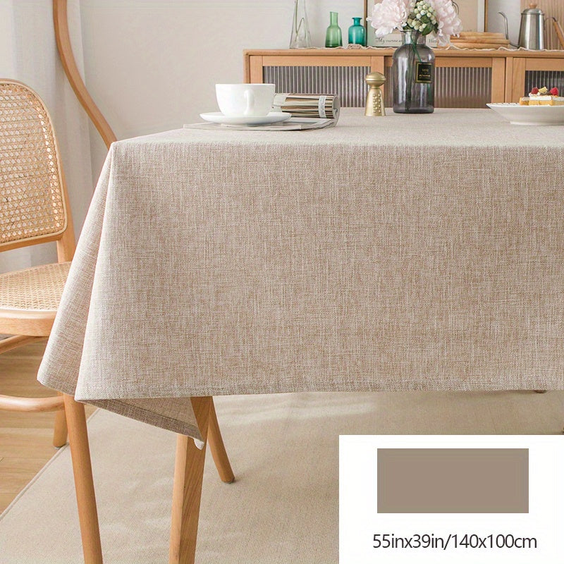 1pc Solid Color Polyester Linen Tablecloth - Square Table Coffee Table Cloth for Home Decor - Simple Style Desk Tablecover with Stain-Resistant and Easy-Care Fabric