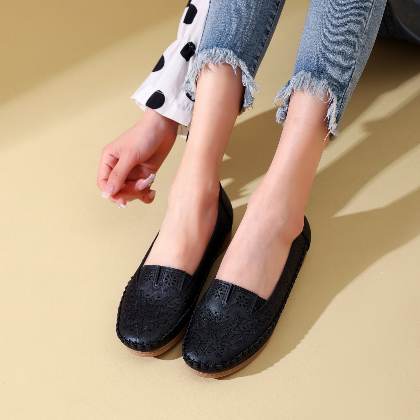 Comfortable Round Toe Breathable Wedge Shoes - Soft Fabric Insole, TPR Sole, Synthetic Leather Upper, Slip-on Design for Walking, Daily Casual Wear