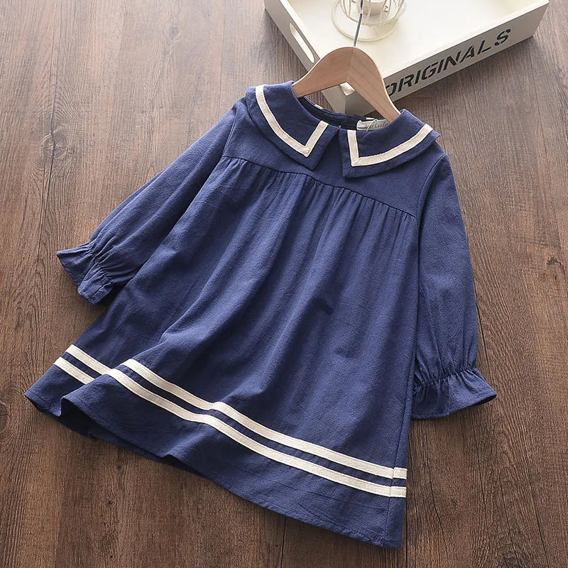 Baby & Kids Clothing Girl's Dresses Winter Fashion Sweet Cute Plush Warm A-line Black Skirt With Ruffles For Children Clothes Linen Blends