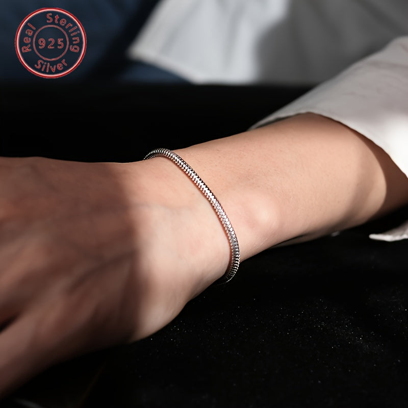 Luxurious 925 Sterling Silver Italian Snake Chain Charm Bracelet - Hypoallergenic, Nickel-Free, Durable, and Adjustable - Perfect for Women, Men, Teen Girls, with Exquisite Gift Box and Ready for Gifting