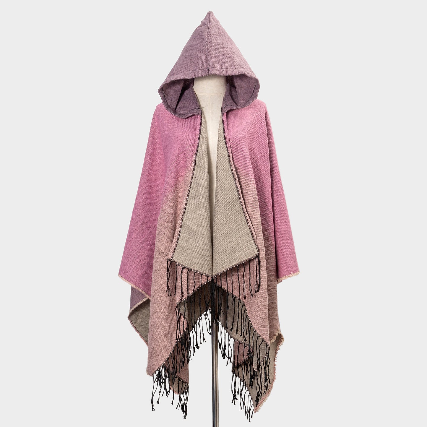 Cozy Oversized Hoodie Scarf Blanket - Stylish Boho Geometric Print with Tassels - Ultra-Soft Warm Cape for Outdoor Adventures, Windproof & Thick Cardigan Shawl