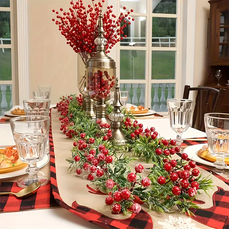 78.74" Pre-Lit Christmas Garland with Red Berries & Green Holly - Battery Operated, Indoor Xmas Decor for Mantle, Fireplace, Stairs