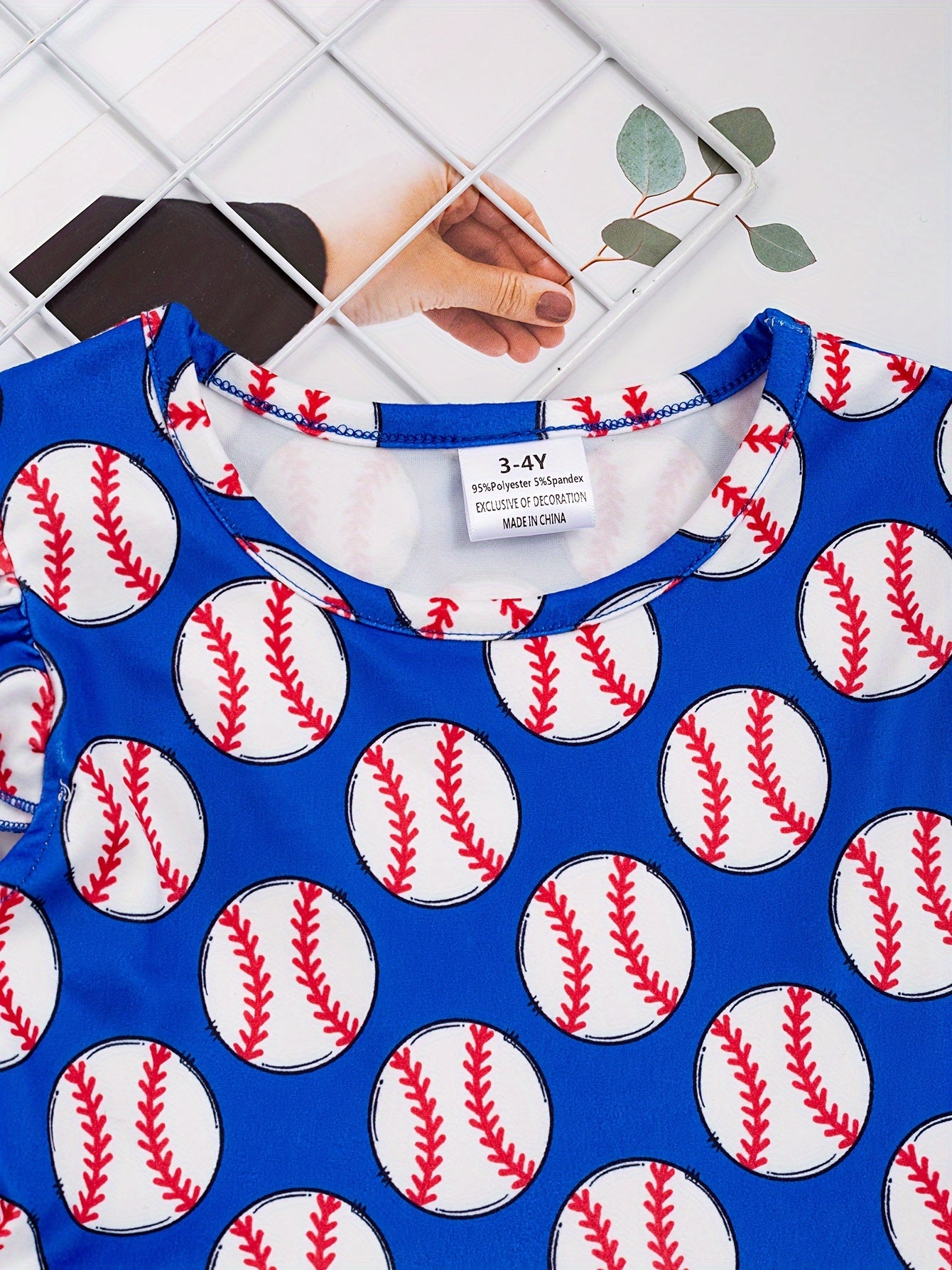 Summer-Fun Baseball Graphic Dress for Girls - High-Stretch, Fit & Flare, Durable & Comfortable