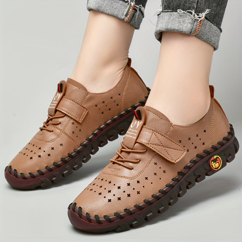 Stylish Womens Microfiber Flat Sneakers - Breathable, Embroidered, Solid Color, Lace Up, Low Top, Casual Walking Shoes for Summer - European and North America Special