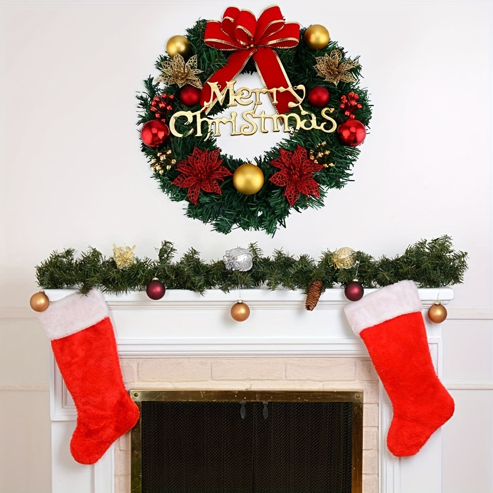 Charming 12" Christmas Wreath with Red Bow - Weatherproof Artificial Holly for Front Door, Indoor/Outdoor Holiday Decor, for Christmas