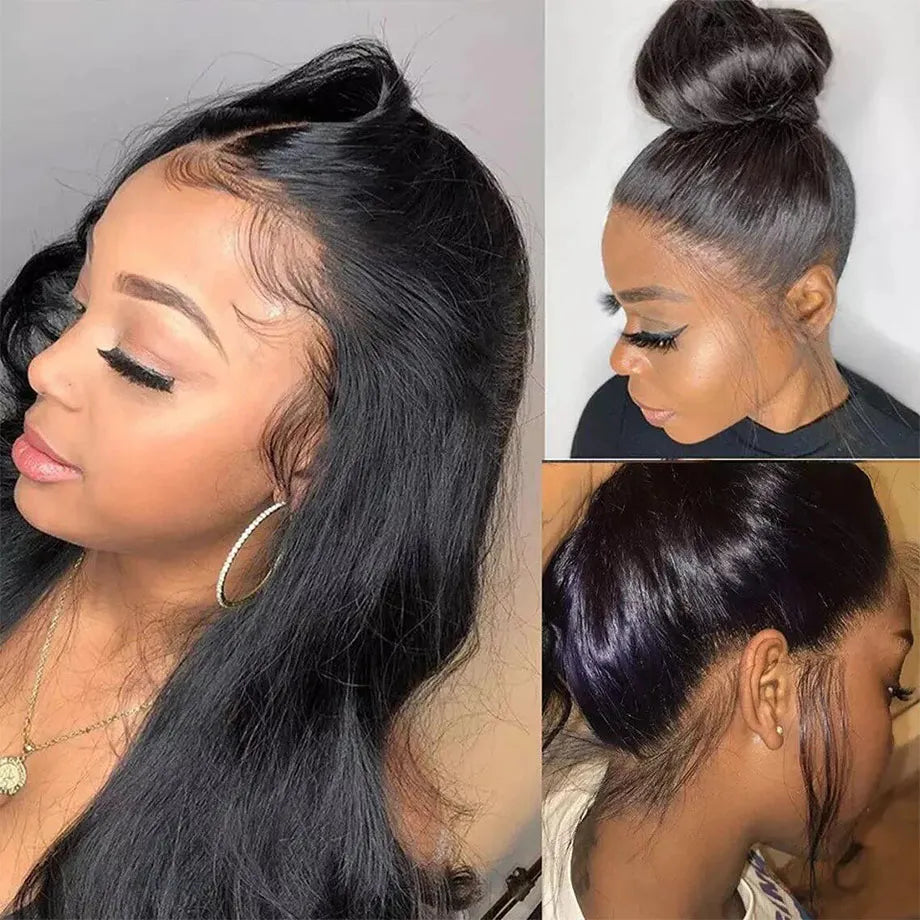 Brazilian Straight Full Lace Front Human Hair Wigs Pre Plucked 360 HD Transparent Lace Frontal Wigs For Women Natural Black /Brown/Red/White Synthetic Wig