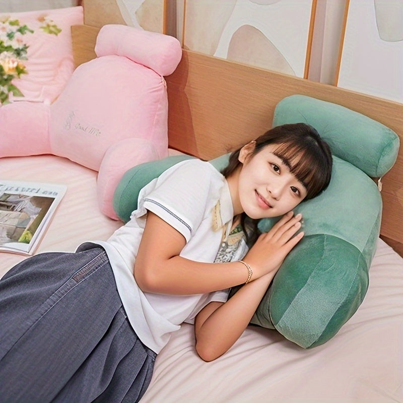 Contemporary Style Bedside Soft Pack Backrest Pillow - Adult Size, Machine Washable, Short Fleece, Non-Woven Fabric, Embroidery, No Battery Required, Suitable for All Seasons, Multi-Purpose Use, Zipper Closure, Filled with Polyester Fiber, Cover Material: