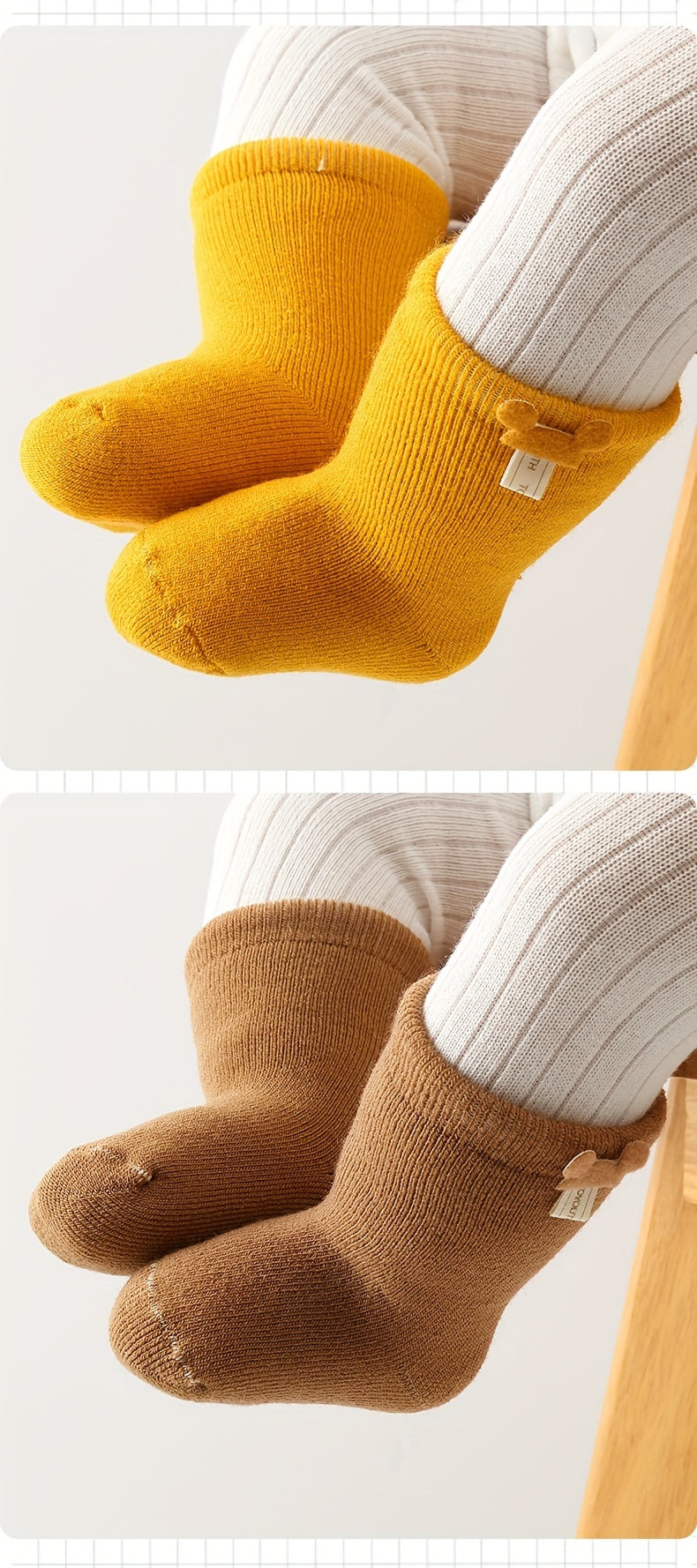 6 Pairs Of Baby Boys Socks Winter Thickened Velvet Baby Socks Autumn And Winter Warm Wool Hoop Socks