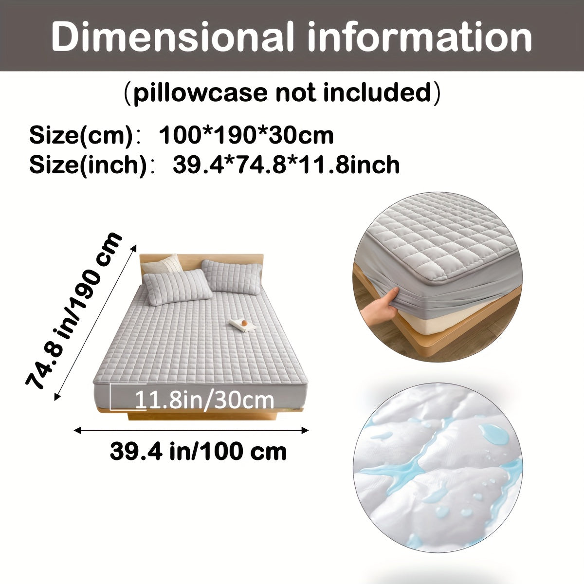 1pc Deluxe Hypoallergenic Mattress Protector - Deep Pocket, Quilted, Waterproof and Soft, for Comfortable Sleep in Bedroom or Guest Room