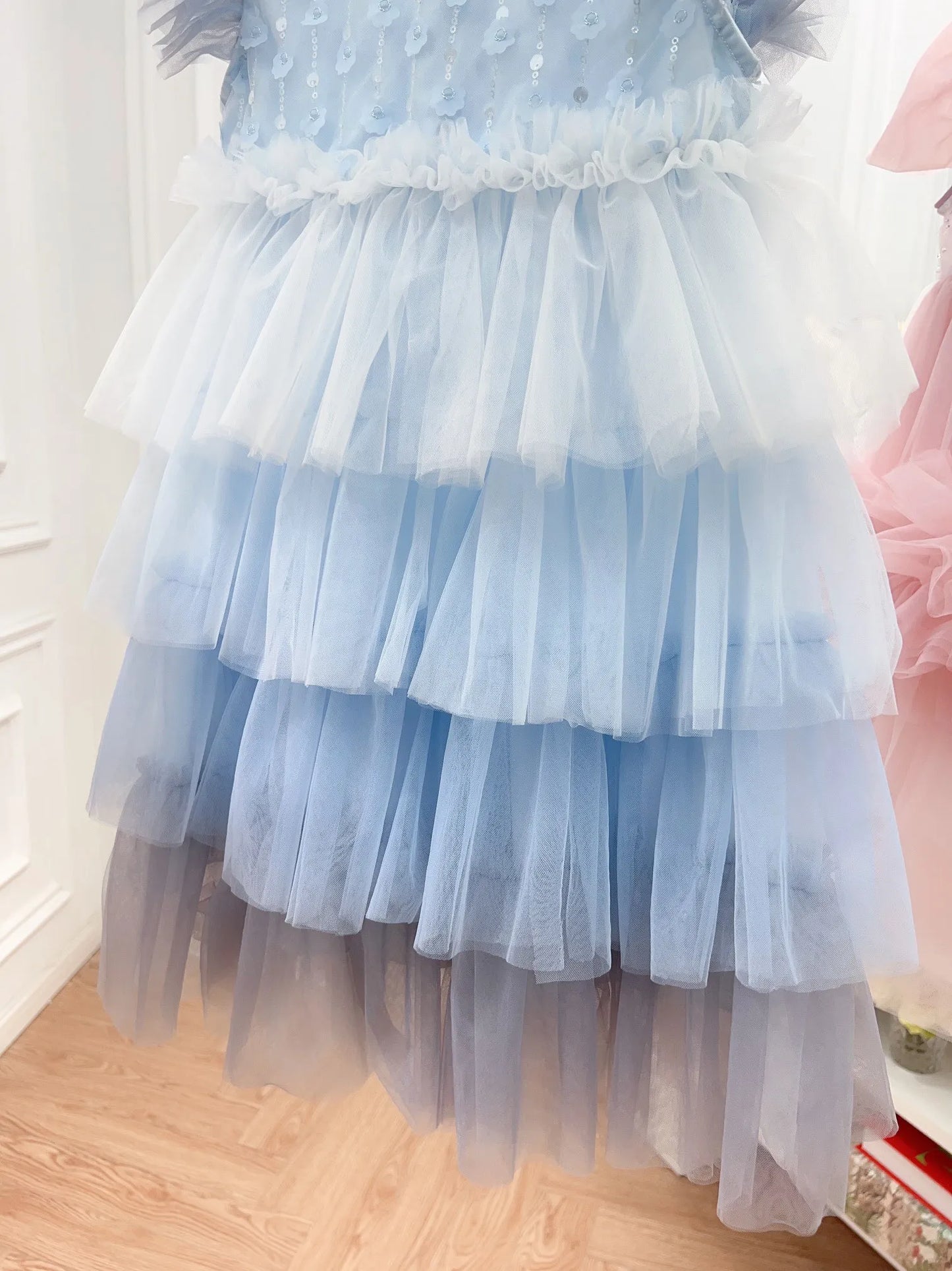 Customized Kids Girls Princess Dress Childrens Girl's Dresses Fashion Summer Petal Wedding Cothes