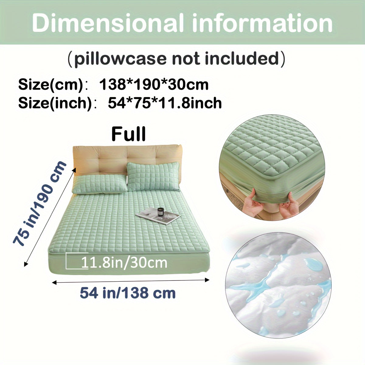 1pc Deluxe Hypoallergenic Mattress Protector - Deep Pocket, Quilted, Waterproof and Soft, for Comfortable Sleep in Bedroom or Guest Room