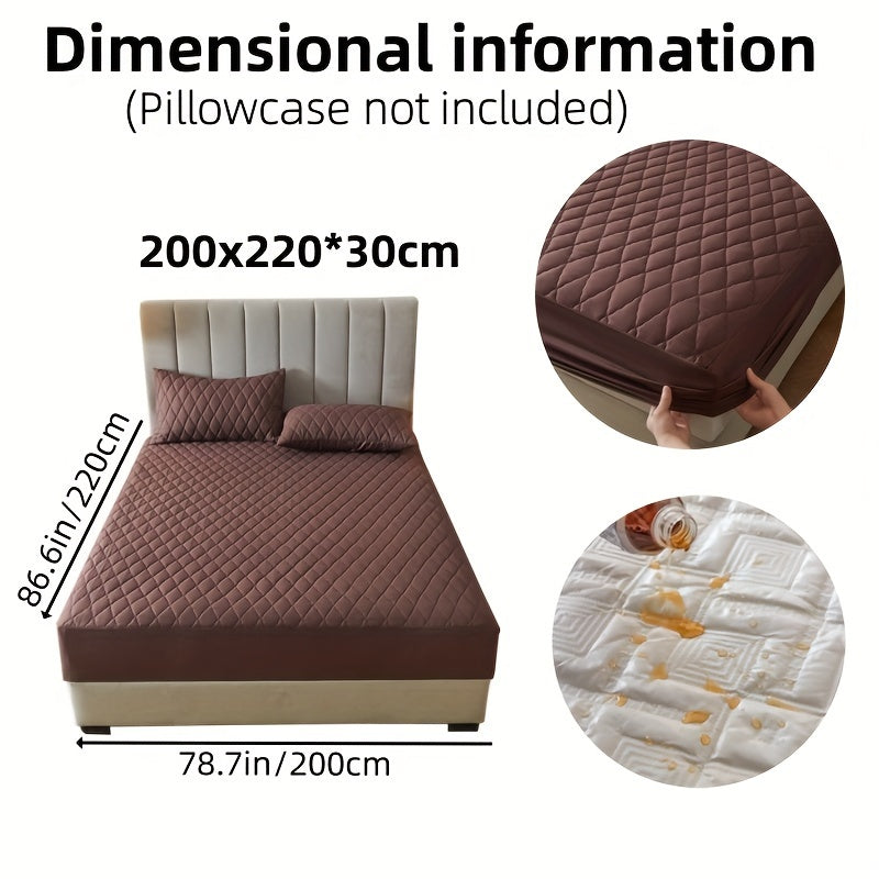 1pc Solid Color Luxurious Mattress Protector - Waterproof, Soft & Cozy Cover - Non-slip All-inclusive Guest Room Bedding - Excludes Pillowcase & Pillow Insert