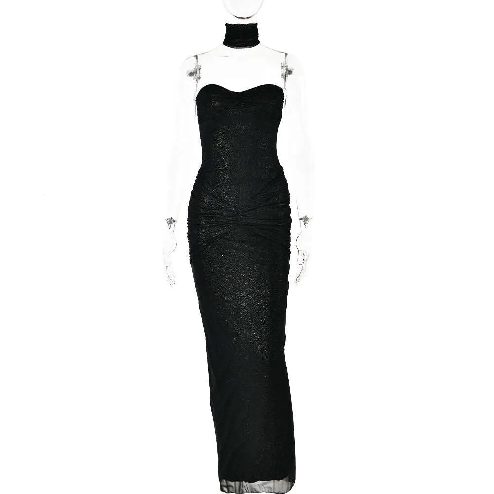 Hot Selling New Sexy and Fashionable High-end Slim Fit Strapless Backless Patchwork Fishtail Dress Long Skirt F42859
