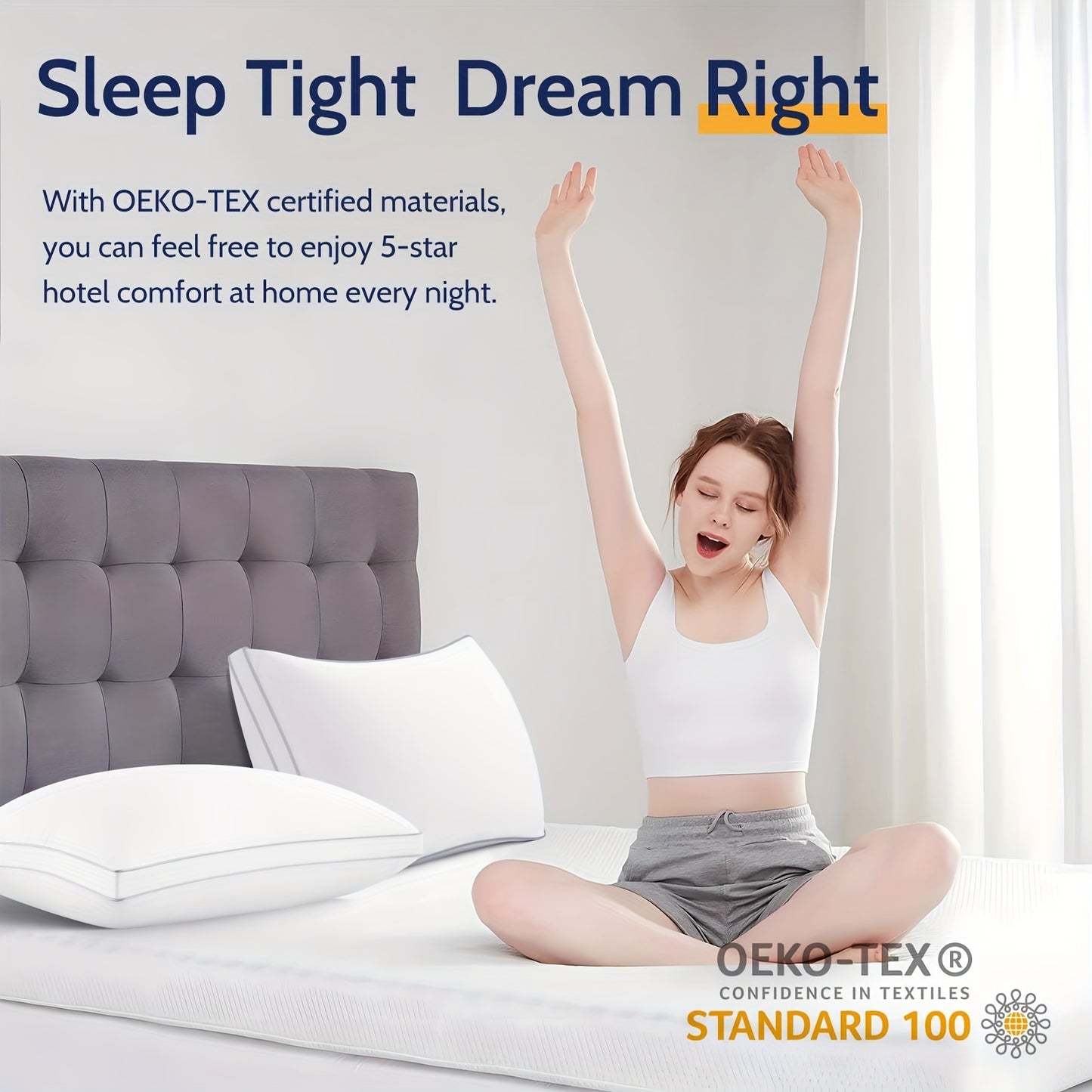 Premium Bed Pillows 2 pack, Fluffy and Supportive 7D Down Alternative Bed Pillow, Stomach or Side Sleepers, Luxury Soft Hotel Quality Relief Neck Head and Shoulder Pain, Machine Washable
