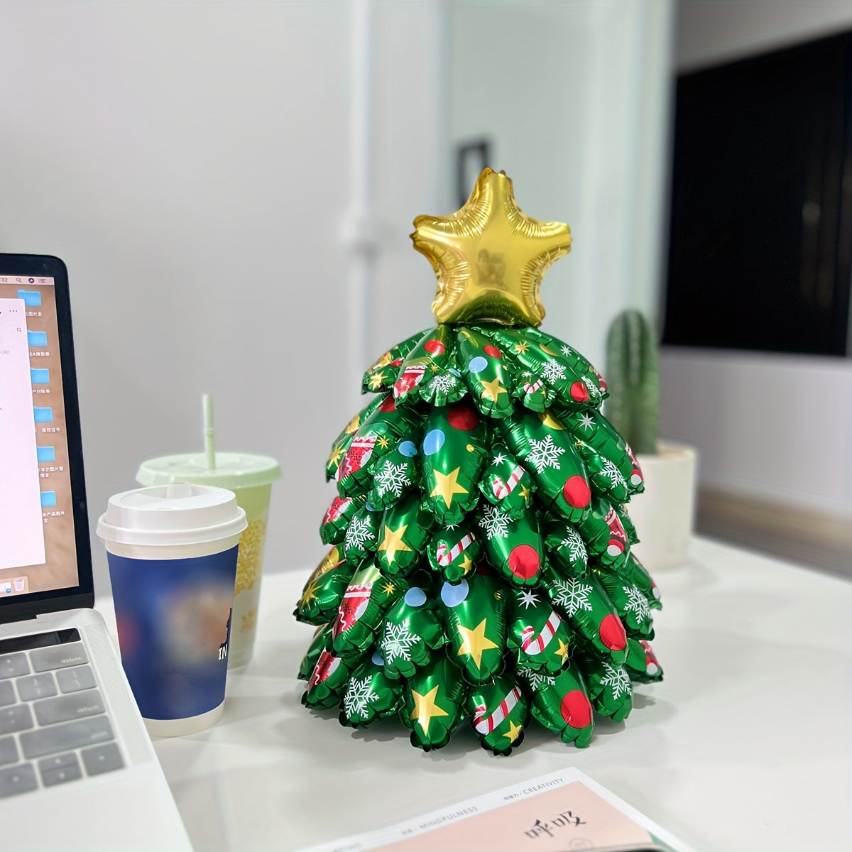 Exclusive DIY Stacking Christmas Tree Balloons Set - Custom Style, Assembly Required, Inflatable, Reusable, Party Decoration Essentials for Christmas and New Year Celebrations - Unique Tree Shape, Vibrant Colors, Easy to Assemble, and Durable