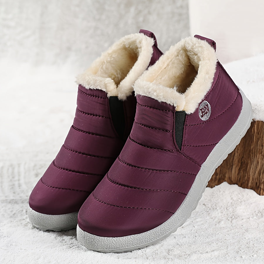 Men's Snow Boots, Warm Cozy Non-slip Ankle Boots Plush Comfy Outdoor Hiking Shoes Lined Trekking Shoes, Winter