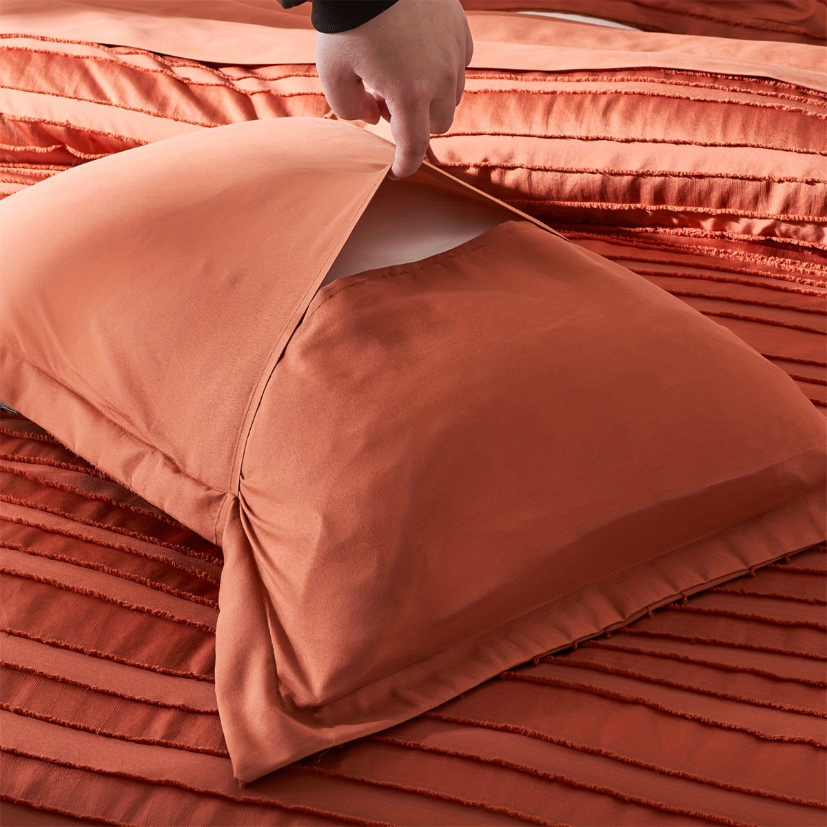 7pcs Luxurious Vintage-Inspired Solid Color Quilt Bedding Set - Soft, Breathable, and Comfortable Tufted Design with Striped Pattern - Ideal for Room Decor and Cozy Sleeping Experience