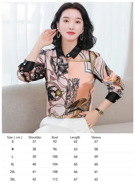 Vintage Butterfly Printed Runway Silk Blouses Women Fashion Designer Striped Shirts Slim Business Office Ladies Button Spring Summer Long Sleeve Tops