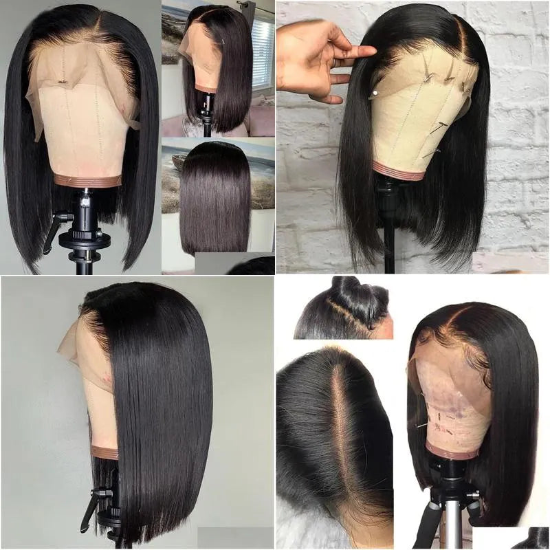 Human Hair Wigs 13X6 Straight Lace Front Black Women Deep Parting With Baby Pre Plucked Brazilian Remy Drop Delivery Products Virgin Dhsjd