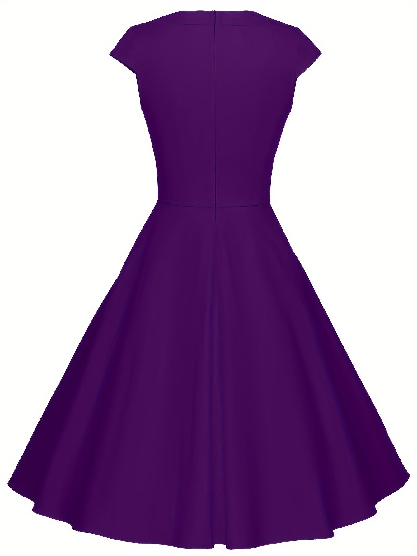 Vintage Short Sleeve Ruched Bridesmaid Dress - Fitted, Cotton, Micro Elasticity, Notched Collar, Solid Color - Hand Washable, Perfect for Wedding Party