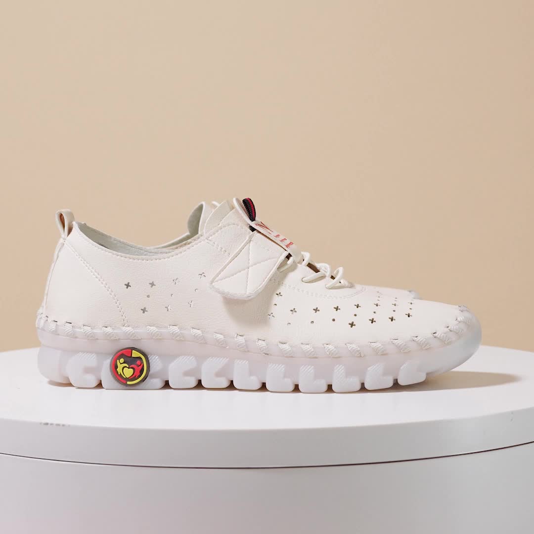 Stylish Womens Microfiber Flat Sneakers - Breathable, Embroidered, Solid Color, Lace Up, Low Top, Casual Walking Shoes for Summer - European and North America Special
