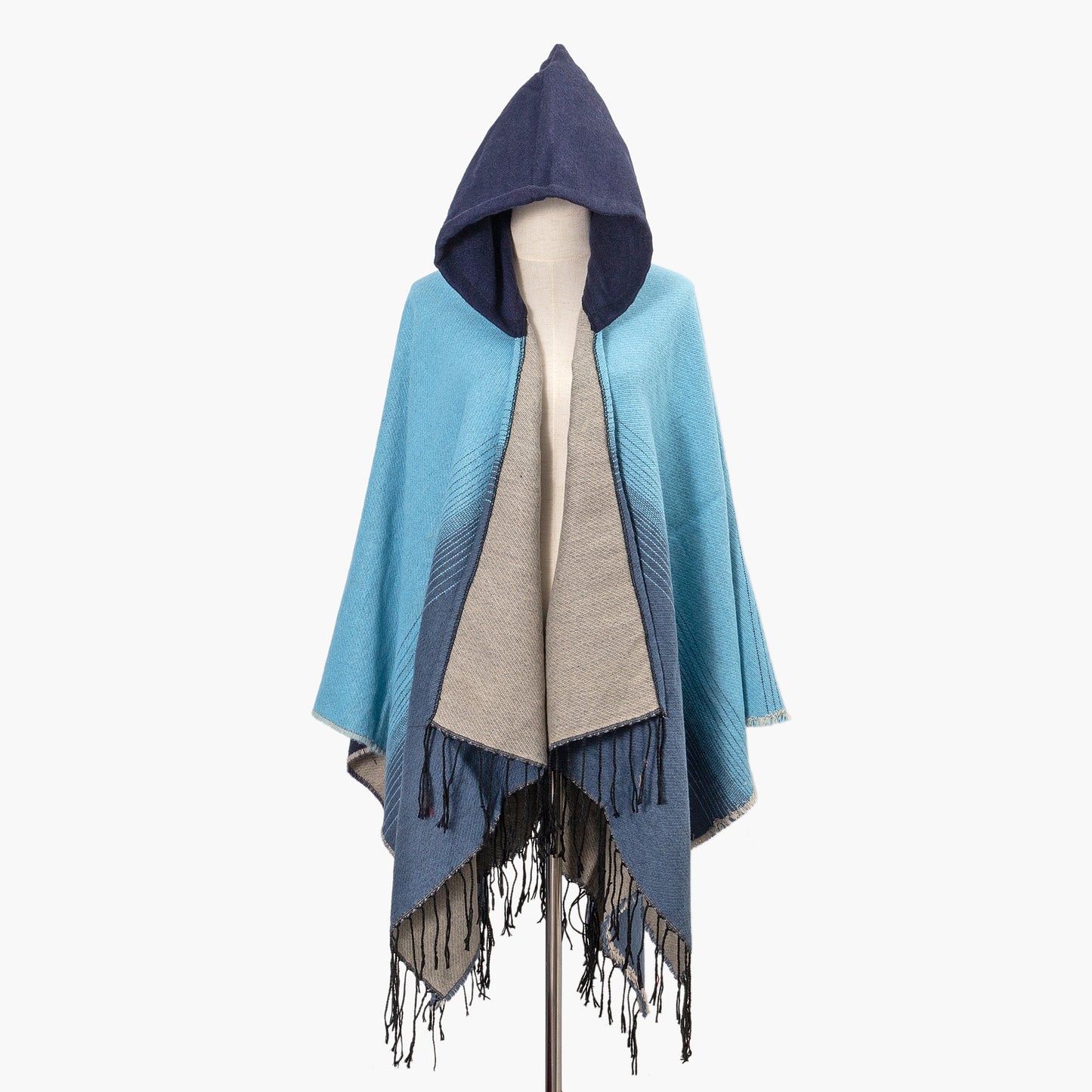 Cozy Oversized Hoodie Scarf Blanket - Stylish Boho Geometric Print with Tassels - Ultra-Soft Warm Cape for Outdoor Adventures, Windproof & Thick Cardigan Shawl