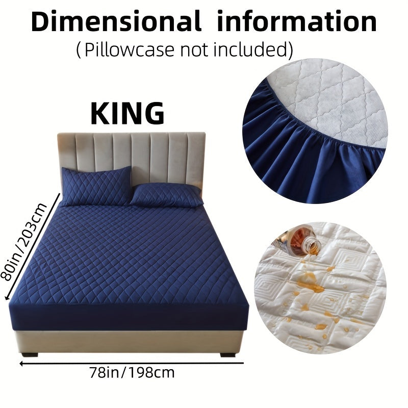 1pc Solid Color Luxurious Mattress Protector - Waterproof, Soft & Cozy Cover - Non-slip All-inclusive Guest Room Bedding - Excludes Pillowcase & Pillow Insert