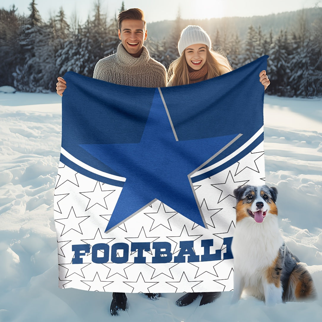 1pc Soft Skin-Friendly Flannel Pentagram Printed Leisure Blanket - Cozy Throw Blanket for Sofa, Nap, and Outdoor Use - Multi-Purpose, Plush, and Vibrant Design