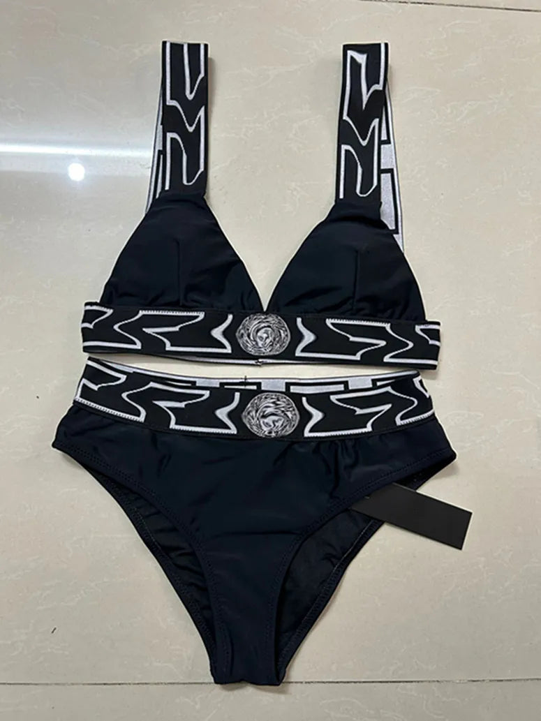 Women Black One Piece Swimwear Designer Padded Bikinis ss Summer Beach Swim Biquinis Letter Print Vacation Hot Spring Bathing Suit #3288