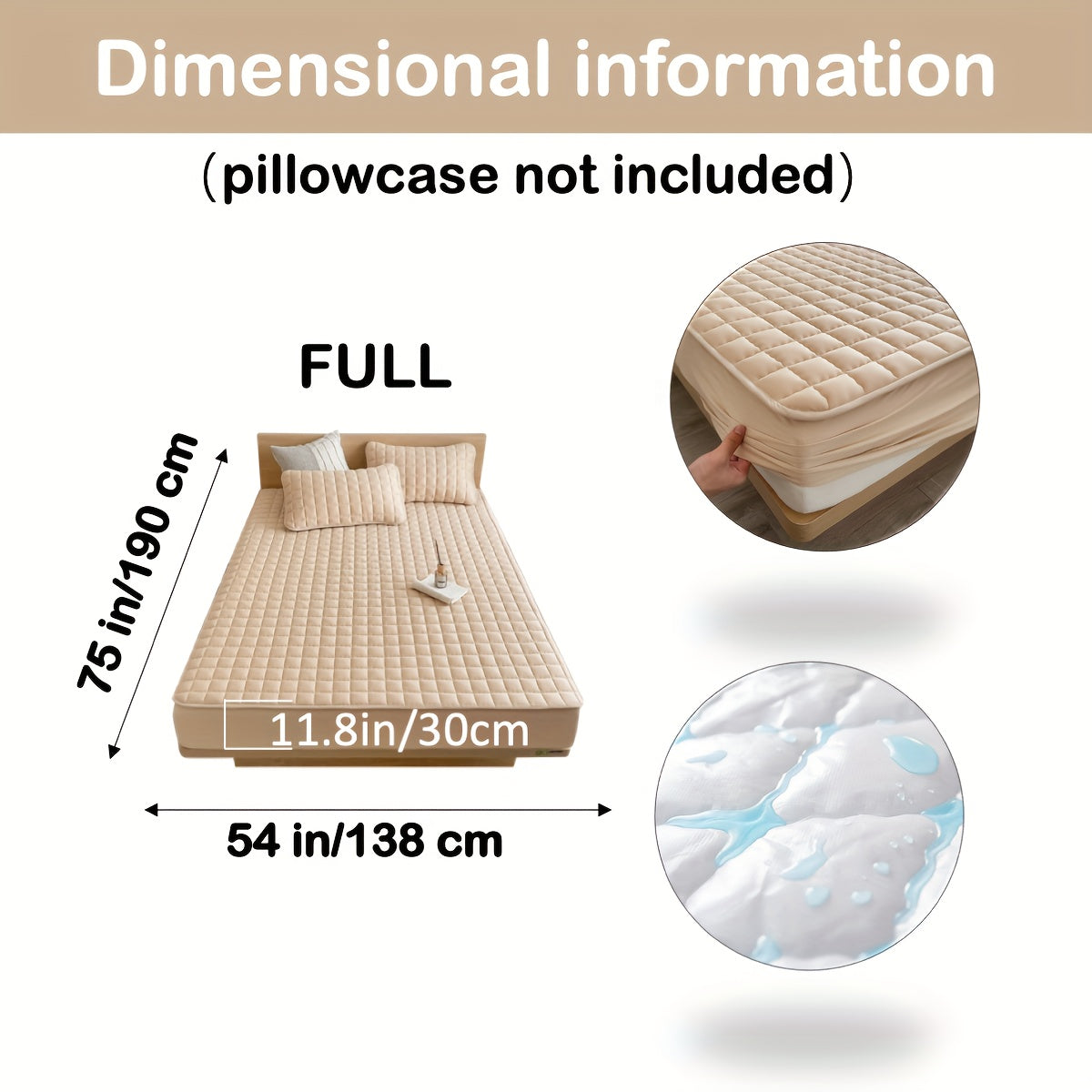 1pc Deluxe Hypoallergenic Mattress Protector - Deep Pocket, Quilted, Waterproof and Soft, for Comfortable Sleep in Bedroom or Guest Room