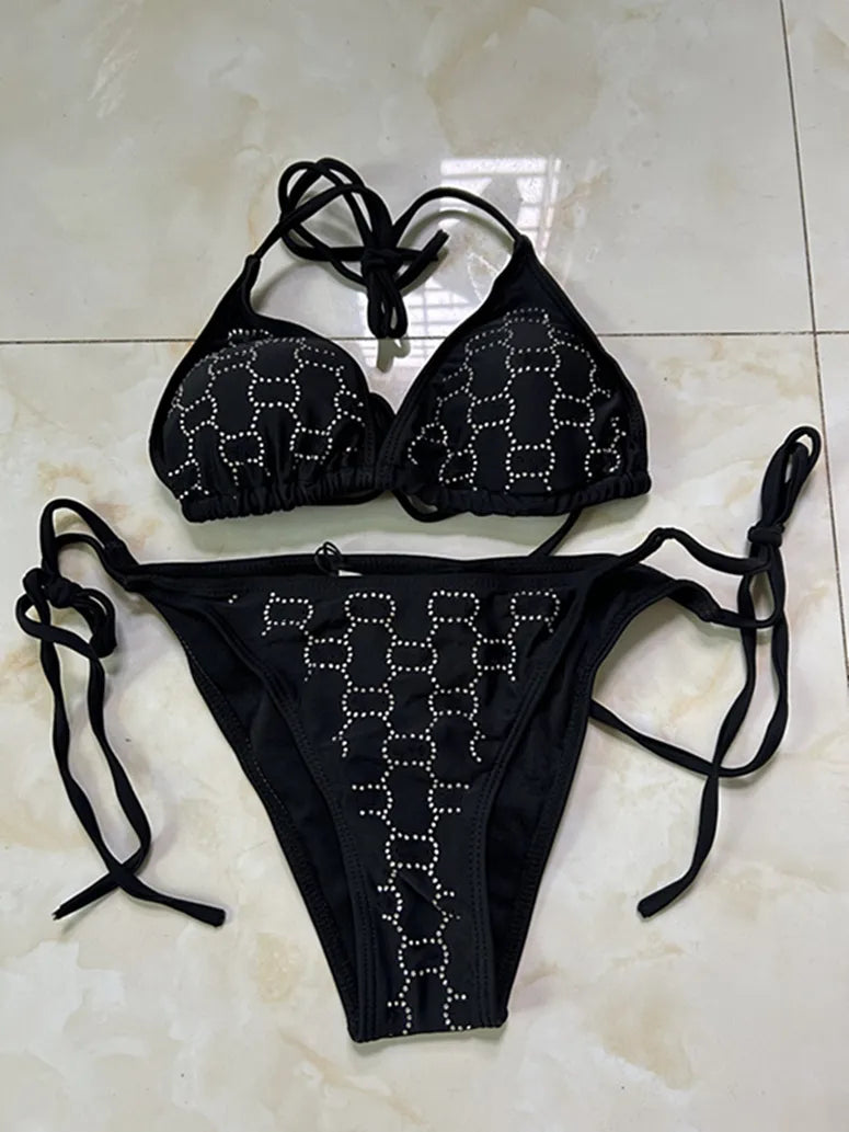 Women Black One Piece Swimwear Designer Padded Bikinis ss Summer Beach Swim Biquinis Letter Print Vacation Hot Spring Bathing Suit #3288
