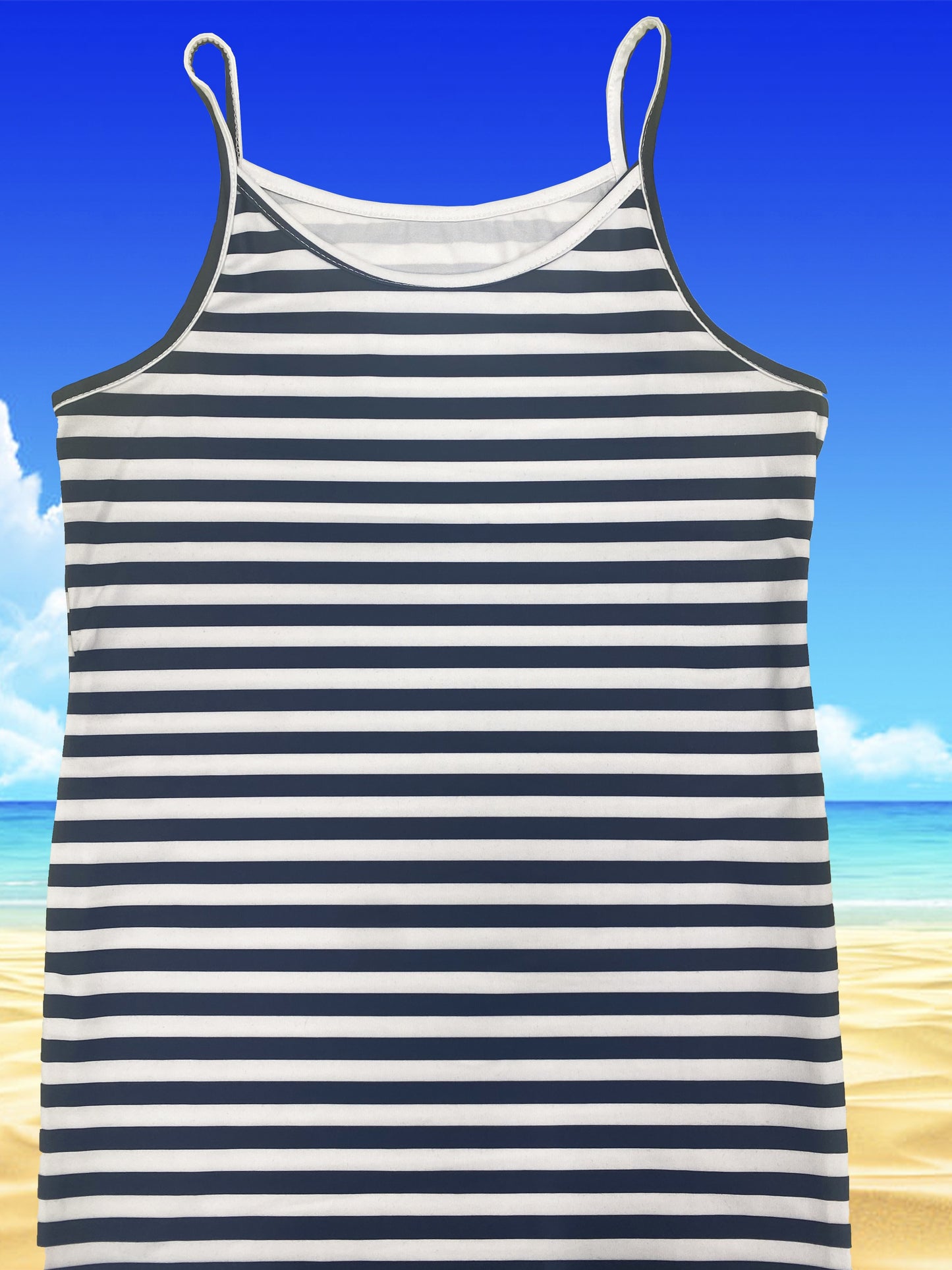 Girls Timeless Striped Cami Midi Dress - Comfortable Stretch, Effortless Slip-On Design for Everyday Style