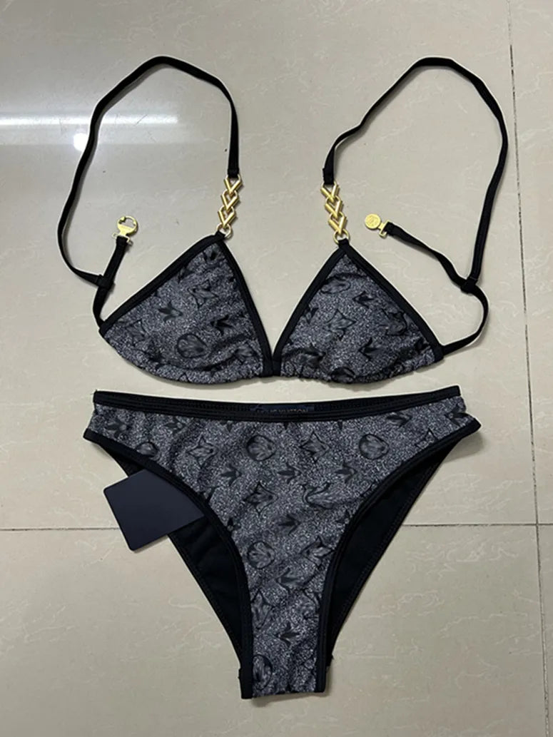 Women Black One Piece Swimwear Designer Padded Bikinis ss Summer Beach Swim Biquinis Letter Print Vacation Hot Spring Bathing Suit #3288