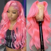 Peruvian Hair Wine Red Blonde Highlight Colored Body Wave Lace Front Wigs HD 13x4 Lace Frontal Wig PrePlucked Synthetic Closure Preplucked
