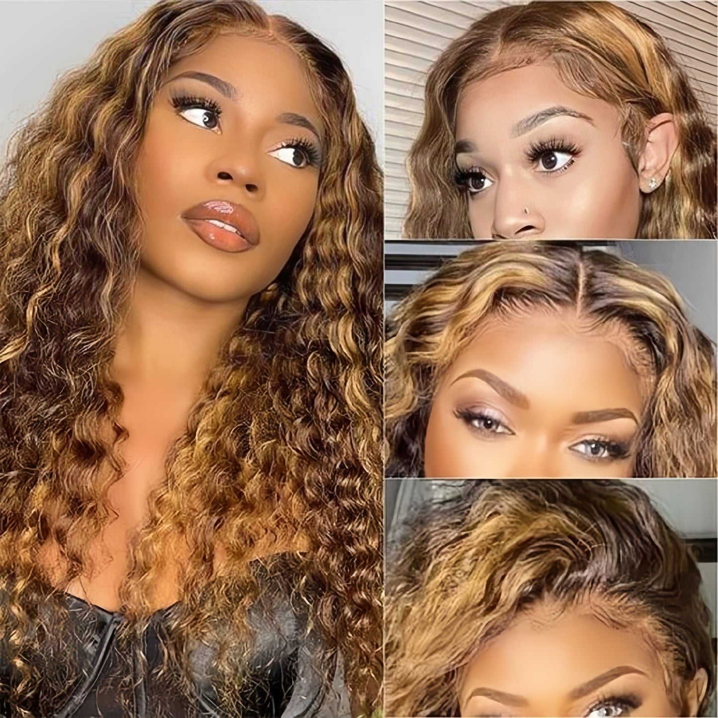 Ombre Honey Blonde Water wave 13x4 Lace Front Wig Human Hair Highlight Glueless Pre Plucked HD Lace Frontal Wigs 180% Density Curly Water Wave Wigs