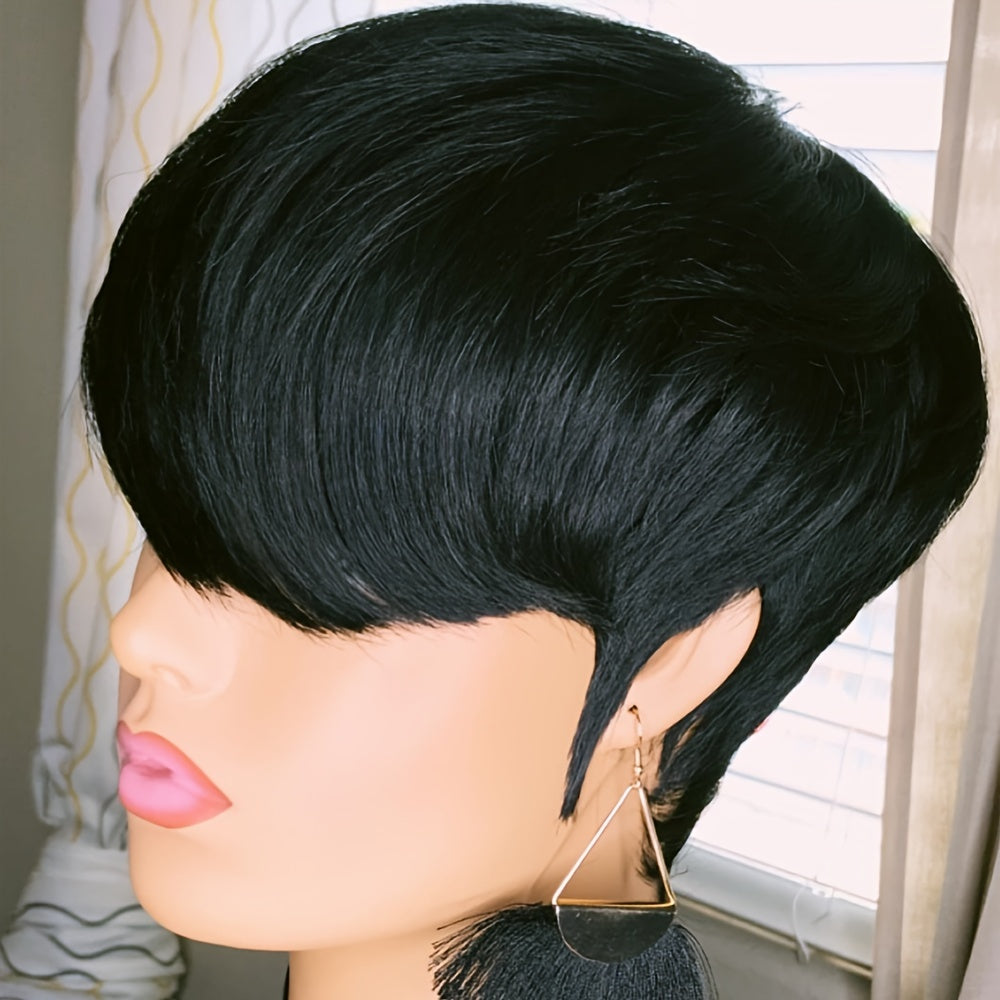 Real Human Hair Pixie Cut Wig for Black Women Short Wigs for Black Women Brazilian Virgin Human Hair Glueless Wig None Lace Front Full Machine Made Layered Wig Pixie Wigs for Black Women Haircut Short Wigs for Daily Use